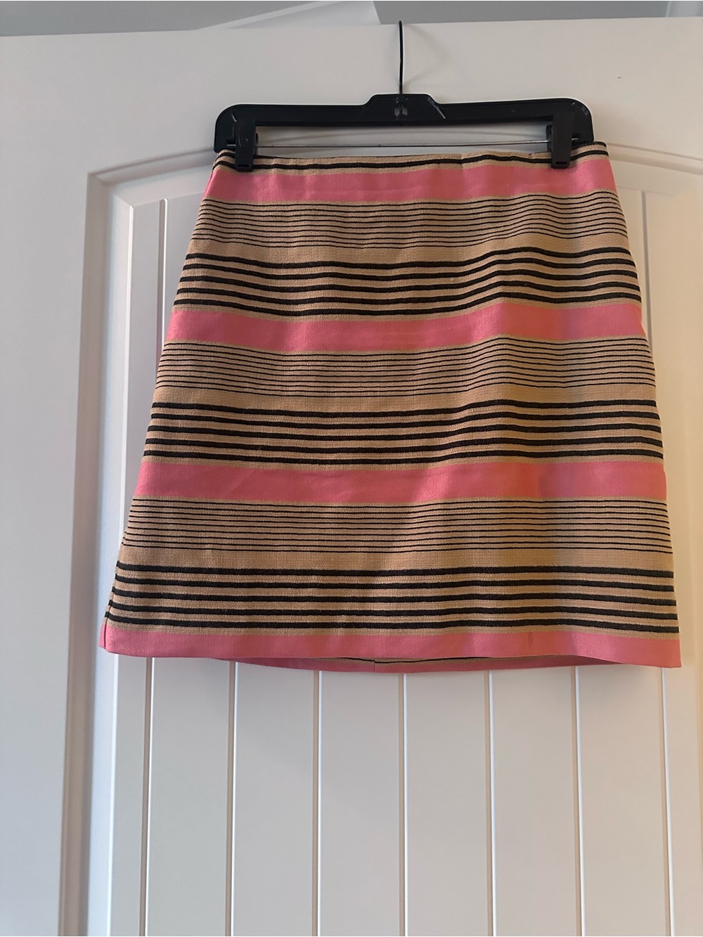 LOFT Pink, Tan & Black Striped Mini Skirt